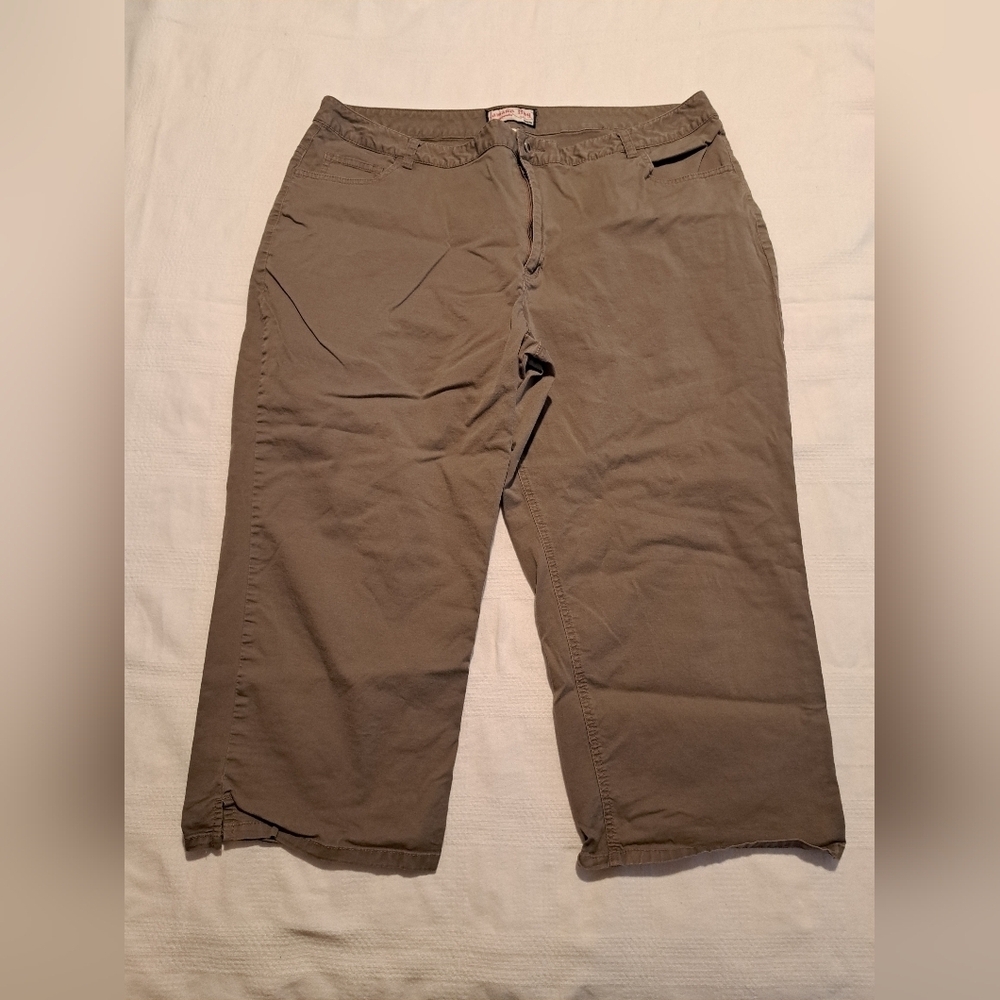 Jamaica Bay Caribbean Joe women's size 20 W light olive cropped pants, GUC